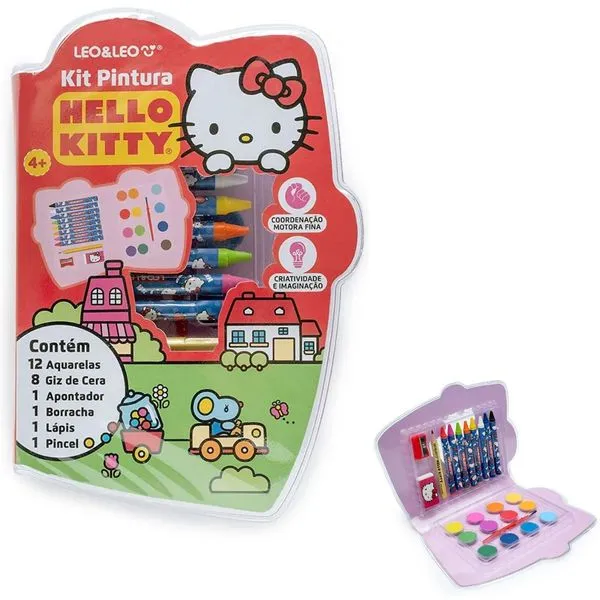 KIT PINTURA CORES PERSONAGENS HELLO KITTY 24 PEÇAS - LEO&LEO