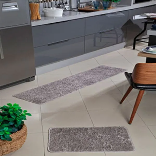 Jogo Cozinha Becca 100% Poliéster 2 Peças Cinza 120x40cm - honeyhome