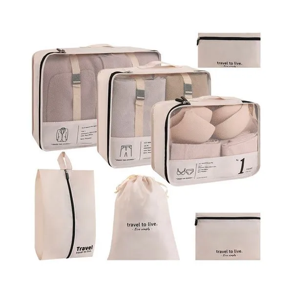 Kit de Bolsas Para Viagem 7 Peças Poliéster LM4152 - honeyhome
