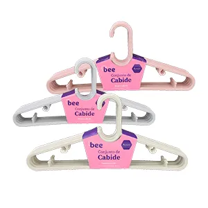 Conjunto de Cabides Plástico Com Pino 5 Peças Sortidos 41,5x18,5cm - bee