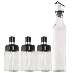 Conjunto Potes Para Tempero Vidro E Plástico 4 peças LM2085 - honeyhome