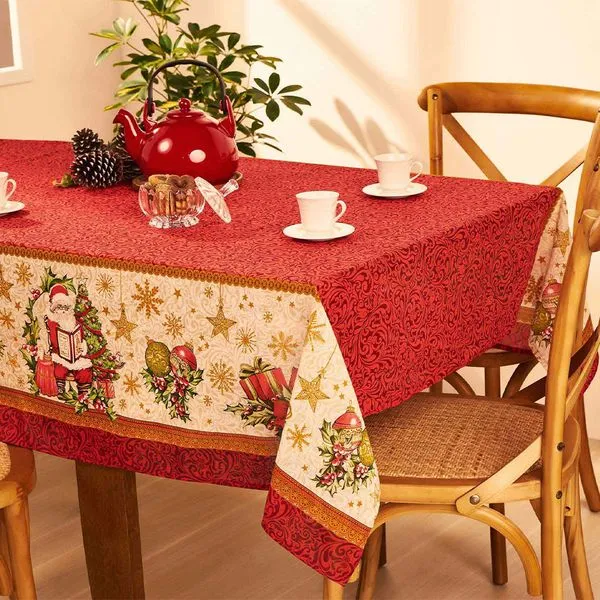 Toalha Mesa Natalina Pop Quadrada 4 Lugares Estampada Vermelha 140x140cm Ref.3663201 Lepper