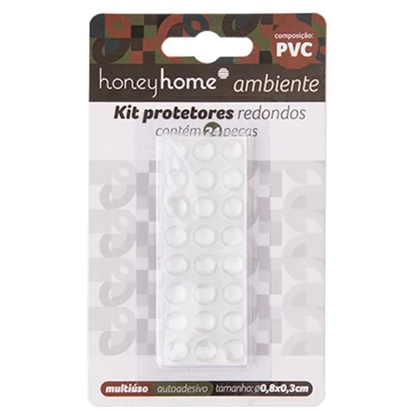 Kit Protetor Autoadesivo Para Móveis Redondo Pvc 24 Peças 0,8x0,3cm LM2107AMB - honeyhome