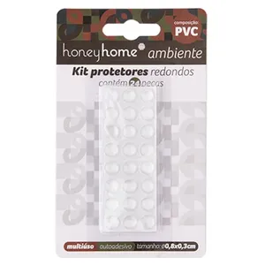 Kit Protetor Autoadesivo Para Móveis Redondo Pvc 24 Peças 0,8x0,3cm LM2107AMB - honeyhome