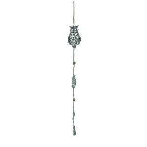 Pêndulo de Coruja Metal Prata 60x15cm Ref.CM1208 Galpão - das Flores