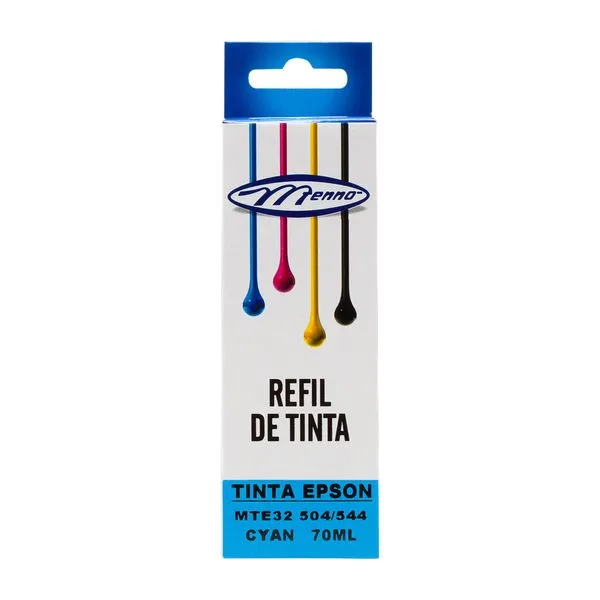 Refil Tinta Epson 504/544 Bulk Com Bico Aplicador Ciano 70ml MTE32 - Menno