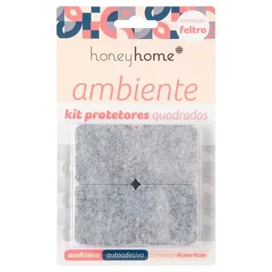 Kit Protetores Adesivos Quadrados Feltro 8 Peças 4cm LM2091/ LM2091AMB - honeyhome