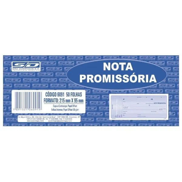 Nota Promissória Amarela com 52 Folhas - São Domingos