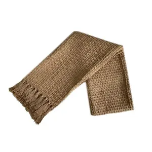 Manta Sofá com Franja 100% Algodão Marrom 125x150cm LM3132AMB - honeyhome