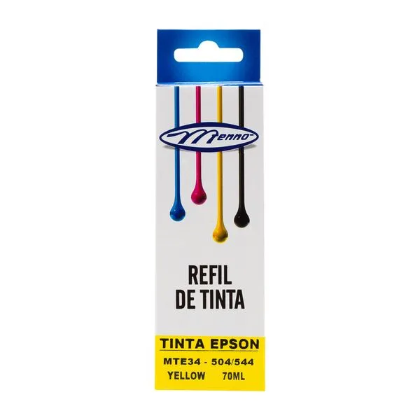 Refil Tinta Epson 504/544 Bulk Com Bico Aplicador Amarelo 70ml MTE34 - Menno