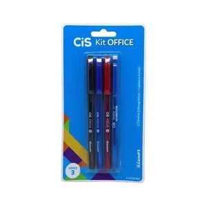 Kit Escrita Office Cis Multicor com 3 Canetas Basic e 1 Lapiseira 0.7mm