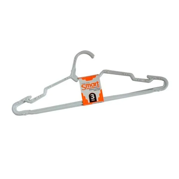 Cabide Smart Cores Plástico Branco 3 Peças LM08326 - Zeek