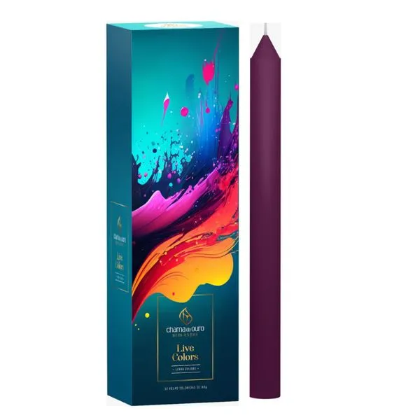 Vela Castiçal Lisa Nº 09 Live Colors Bordeaux 90g 150090147041 - Chama de Ouro