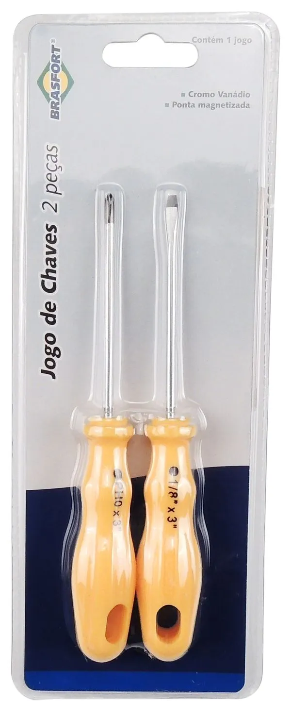 Chave de Fenda E Fhilips Cromo Vanadio 1/8x3 Com 2 Peças - Brasfort
