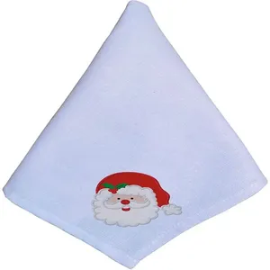 Guardanapo Natalino Bordado Papai Noel Linho Branco GNP5587 - Nsw Decor