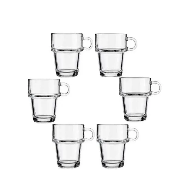 Conjunto de Xícaras Empilháveis Cozy Vidro 90ml 6 Peças VDA09189 - Wincy Casa