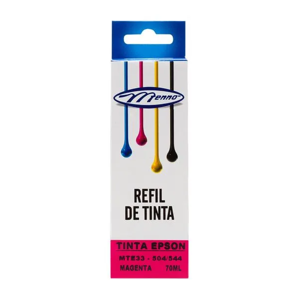 Refil Tinta Epson 504/544 Bulk Com Bico Aplicador Magenta 70ml MTE33 - Menno