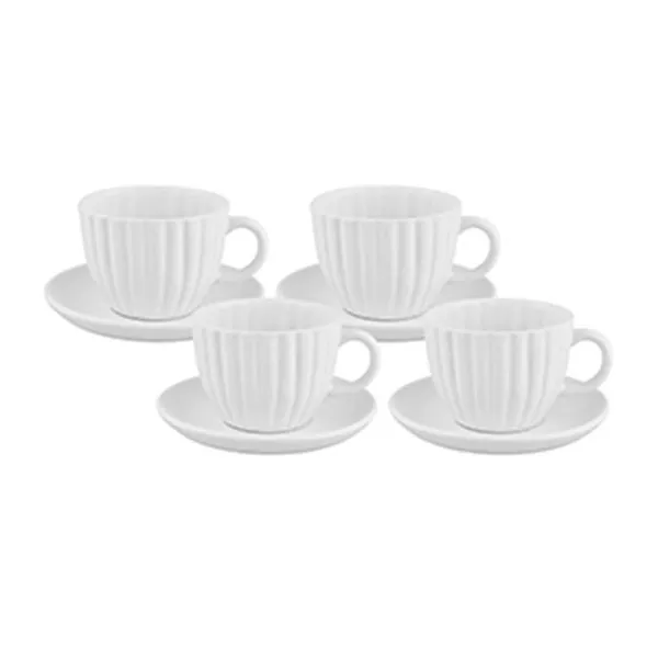 Conjunto 4 Xícaras de Chá Com Pires Deluxe Cerâmica 210ml Ref.LM3283 honeyhome