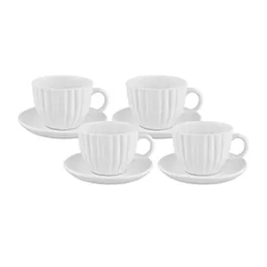 Conjunto 4 Xícaras de Chá Com Pires Deluxe Cerâmica 210ml Ref.LM3283 honeyhome