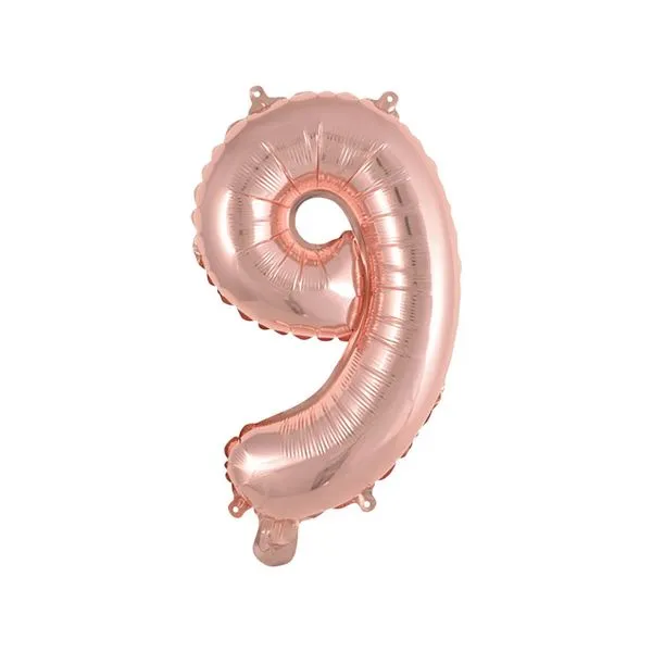 Balão Número 9 Nove 16 Polegadas Rose Gold - Brdecor