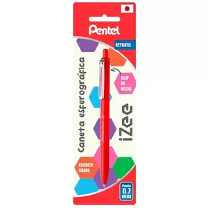 Caneta Esferográfica Retrátil Izee 0.7mm Vermelha Ref.SMBX467B Pentel
