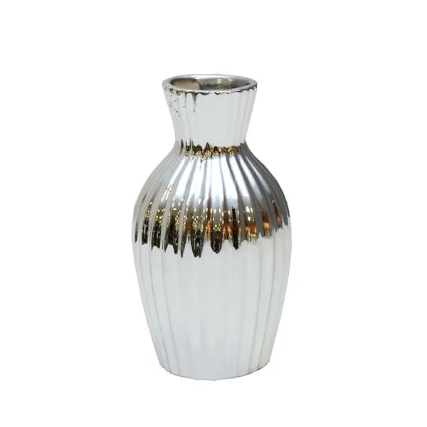 Vaso Decorativo Corpo Porcelana Prata CJ394311 - Brascontinental