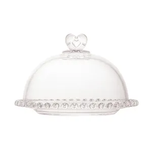 Queijeira Coração Lyor, Com Tampa, Cristal, Transparente - 1702