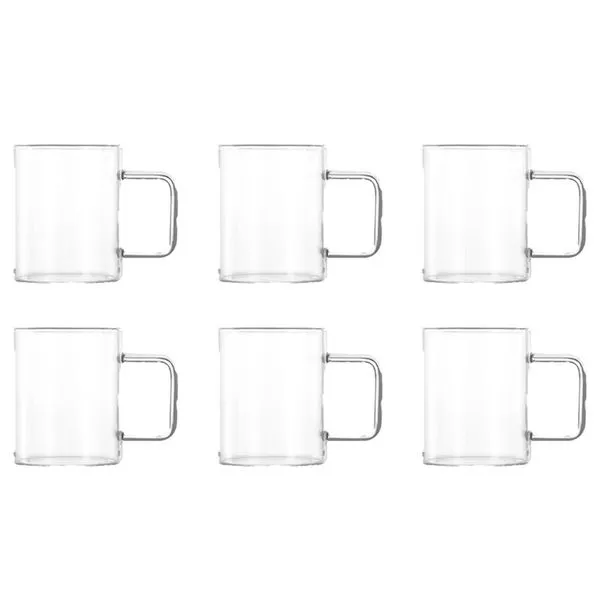 Conjunto 6 Xícaras 220ml Vidro 8,1x8,1x6,5cm F0320 - Flashgoods
