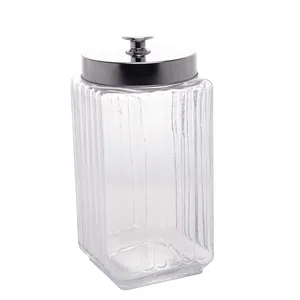 Porta Mantimento Lyor, 2,3L, Com Tampa, Vidro/Metal, Prateado - 7795