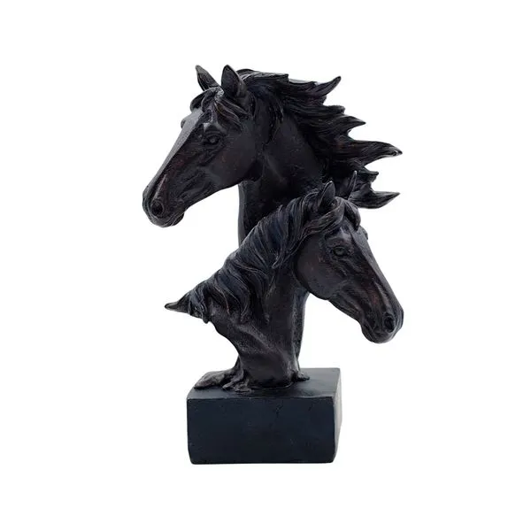 Estatueta Cabeça de Cavalo Resina Preto C592551 - Brascontinental