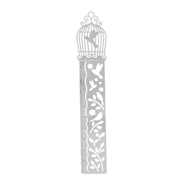 Régua Marcador de Página Stencil Pássaros Metálica 10cm 23490 - Molin