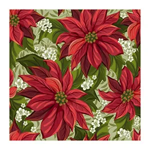 Guardanapo Liso Oxford Estampado Flor Natalina 45x45cm GNP5163 - Nsw Decor