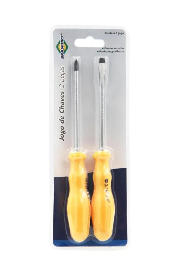 Chave de Fenda E Philips Cromo Vanadio 3/16x4 Com 2 Peças - Brasfort