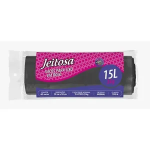 Saco Para Lixo Rolo Plástico Preto 15 Litros Ref.BT4305 Jeitosa