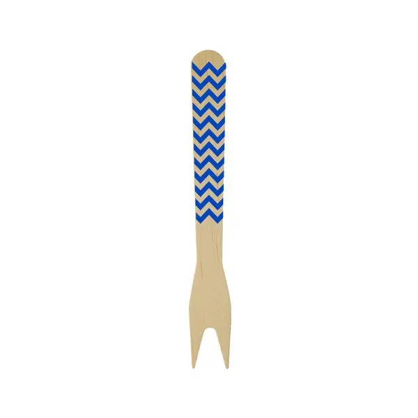Garfo Madeira Zig Zag Azul 12 Unidades - Theoto