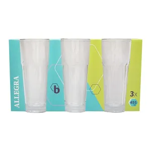 Conjunto Copos Água Allegra 455ml Vidro 3 Peças 8,5x6,3x16cm B0414 - bee