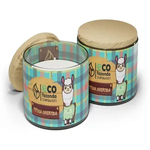 Vela Perfumada Eco Fazenda Pipoca Divertiva Lhama Copo Tampa de Madeira 70g 150070104447120 - Chama de Ouro