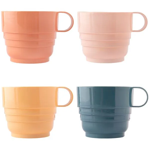 Conjunto Xícaras Plástico 4 Peças Cores Sortidas 200ml 7x5,5x8cm LM1822 - honeyhome