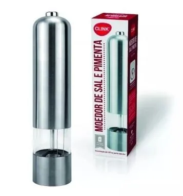 Moedor Sal Pimenta Aço Inox Acrílico 23,5x5cm - Clink
