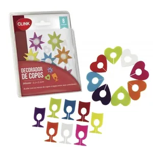 Kit Com 8 Peças Marcadores Copos Silicone 3,5x3,5cm - Clink