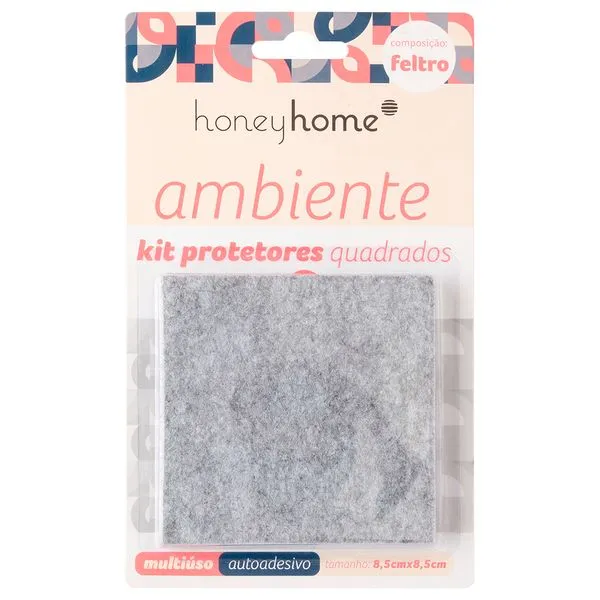Kit Protetor Adesivo Quadrado Cantos Arredondados Feltro 2 Peças 8,5x8,5cm LM2094 - honeyhome