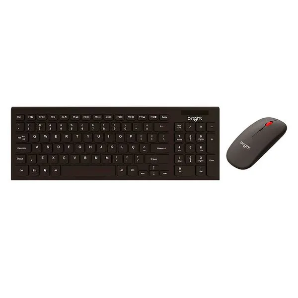 Kit Teclado E Mouse Office Sem Fio Slim Preto CMB01- Bright