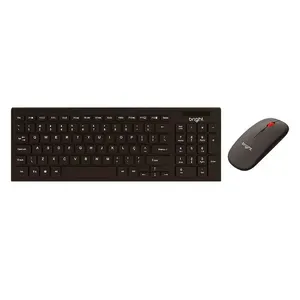 Kit Teclado E Mouse Office Sem Fio Slim Preto CMB01- Bright