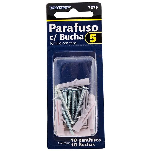 Parafuso Com Bucha nº5 10 Unidades 7679 - Brasfort