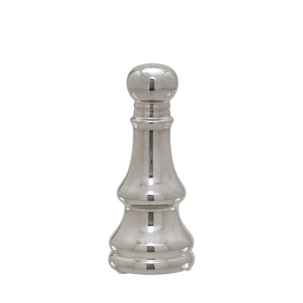 Enfeite Decorativo Peão Cerâmica Prata 15,5x6,5x6,5cm 123203 - Mabruk Presentes