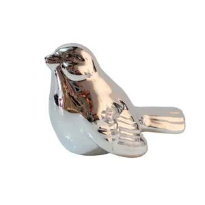 Pássaro Decorativo em Porcelana Prata 7x5cm TPAS05 - Turquesa