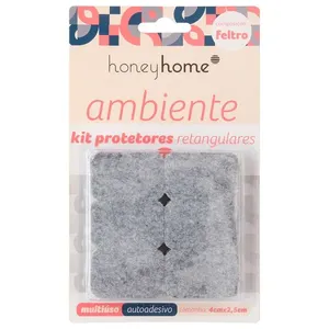 Kit Protetor Adesivo Retangular Cantos Arredondados Feltro 12 Peças 4x2,5cm LM2093 - honeyhome