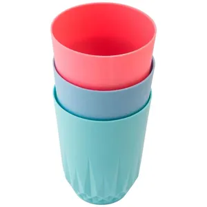 Kit Copos Ideal Plástico Coloridos 280ml 3 Peças 7,5x9,8cm Ref.LM2653IDE honeyhome