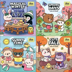 Livro de Colorir Capa Dura Cute & Relax Seasons Sortido 46 Folhas 396796 - Tilibra