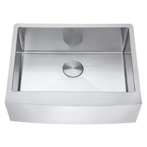Kit Cuba Farmhouse Aço Inox 1mm Escovado SA105-PP 65,3x51,4x22,8cm + Válvula com Cesto Aço Inox Escovado 4-1/2 Inox